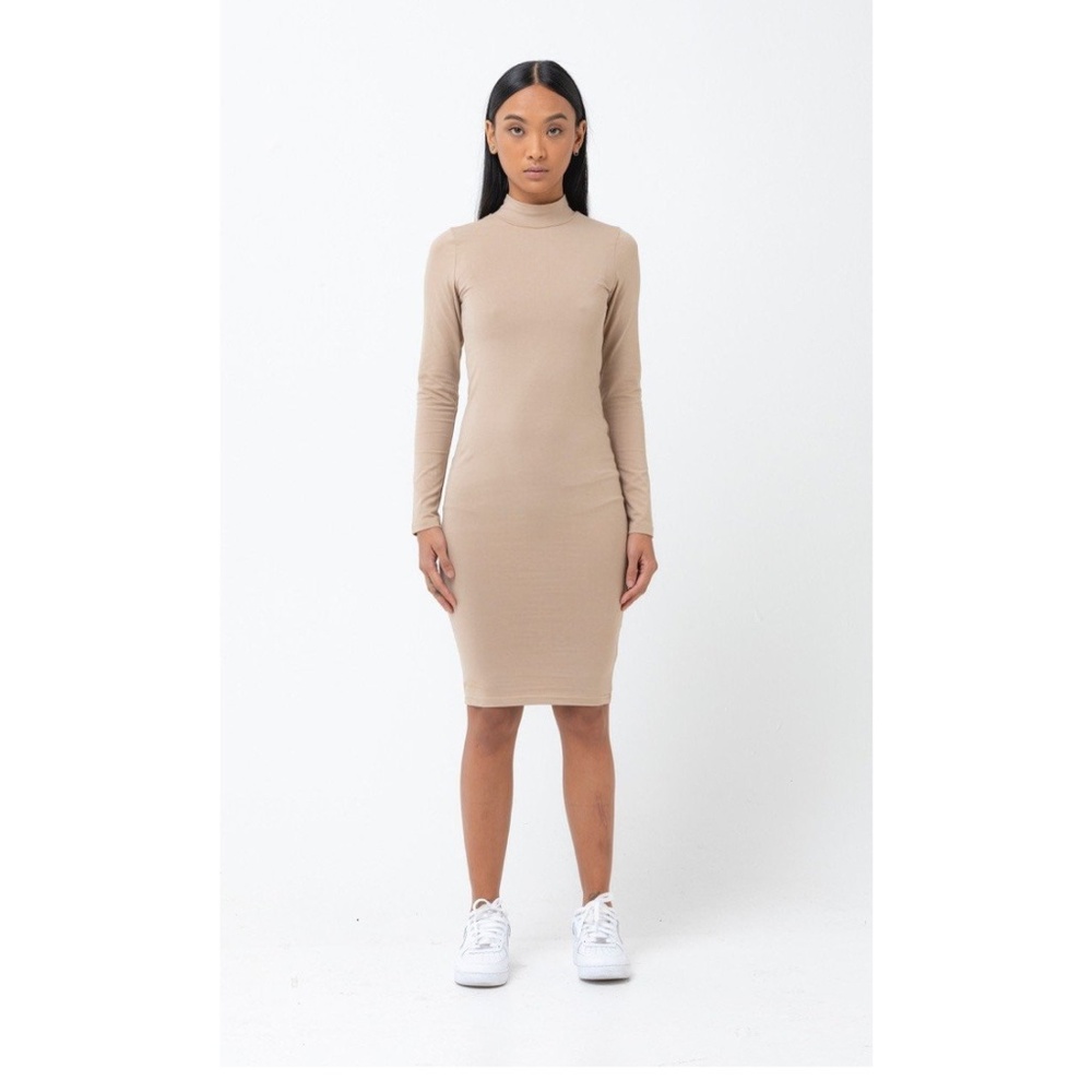 Mock Neck Dress in Nude - The Label